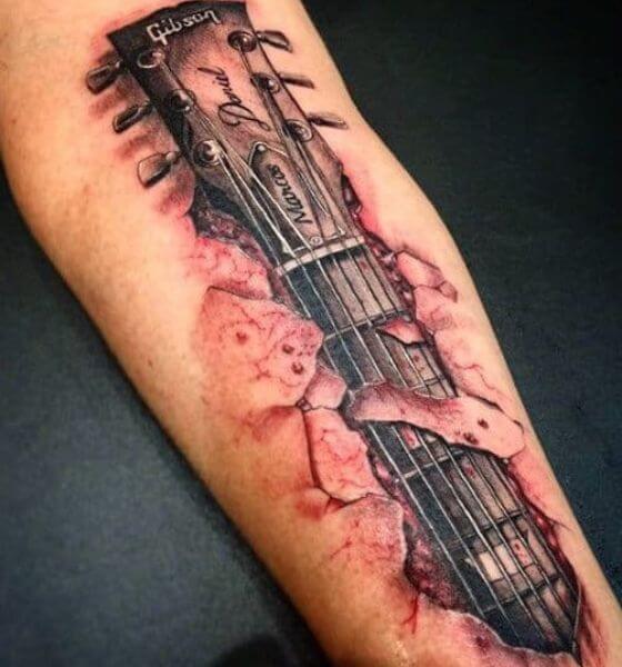 40 Cool Guitar Tattoos On Leg