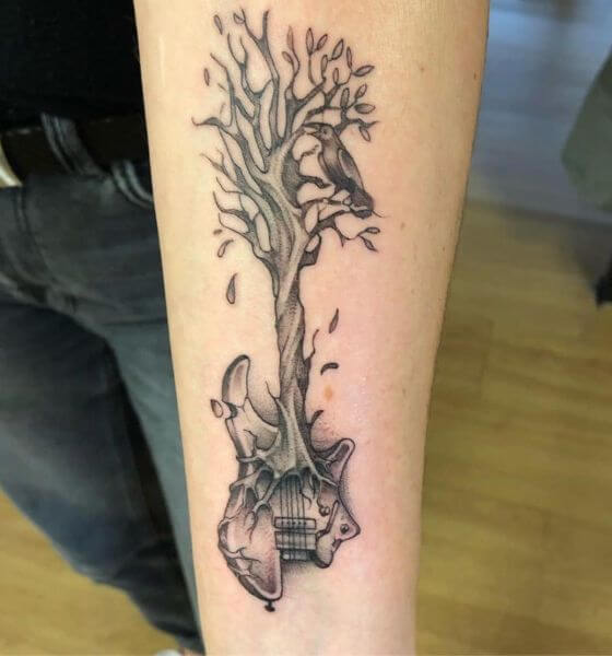 Awesome Tree Guitar Tattoo