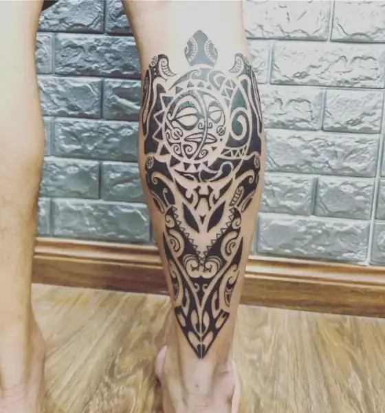 Best Polynesian Tattoo Design on Calf