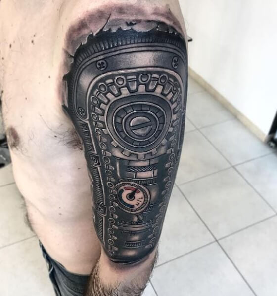 Bio mechanical tattoo for men