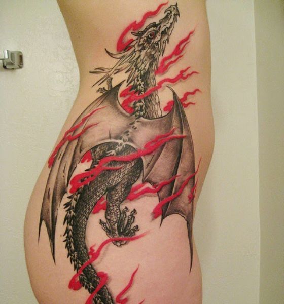Biomechanical Fierce Dragon Tattoo Design