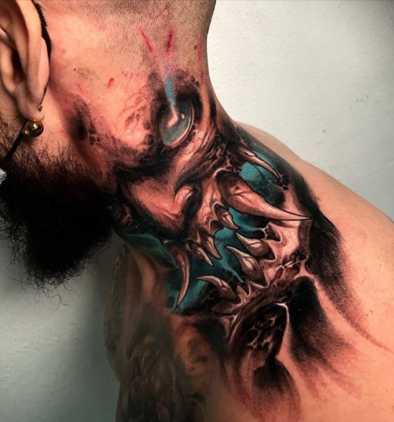 Biomechanical Tattoo on Neck