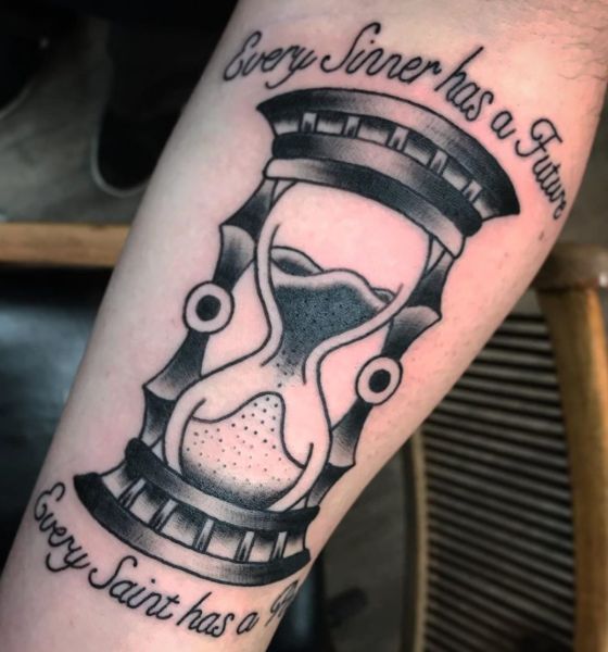 Broken hourglass tattoo design
