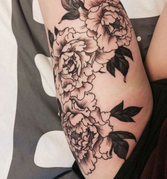 Carnation and Rose Tattoo on Thigh or the Back
