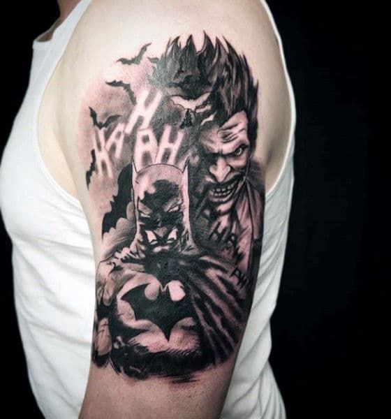 Cartoon Batman and Joker Tattoo