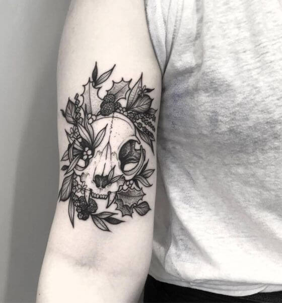 Cat Skull Tattoo Design