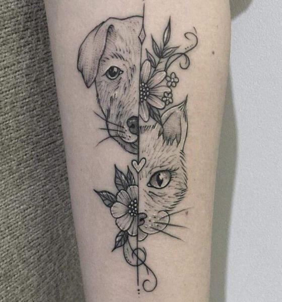 Cat and Dog Tattoo Design