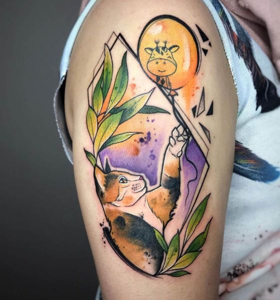 Colorful Cat Tattoo Design