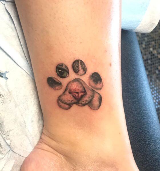 Cute Cat Paw Tattoo Design on Ankle