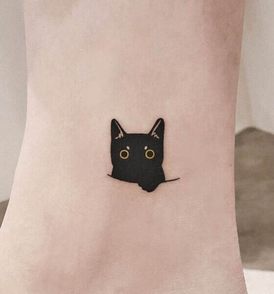 Cute Cat Tattoo Design on Wrist