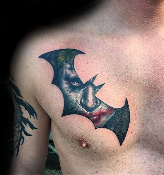 Dark night bat jocker tattoo