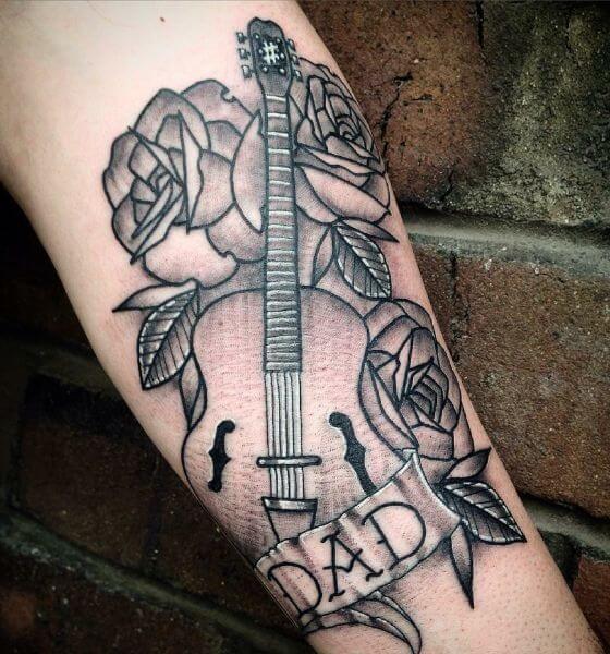 Floral Guitar tattoo for girls