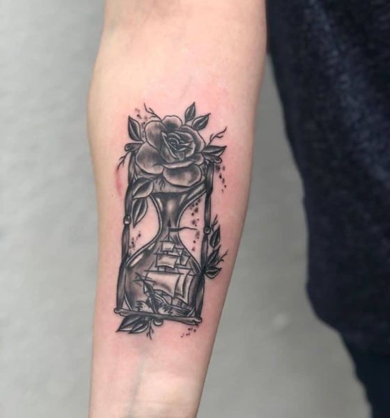 Flower Hourglass Tattoo on Arm