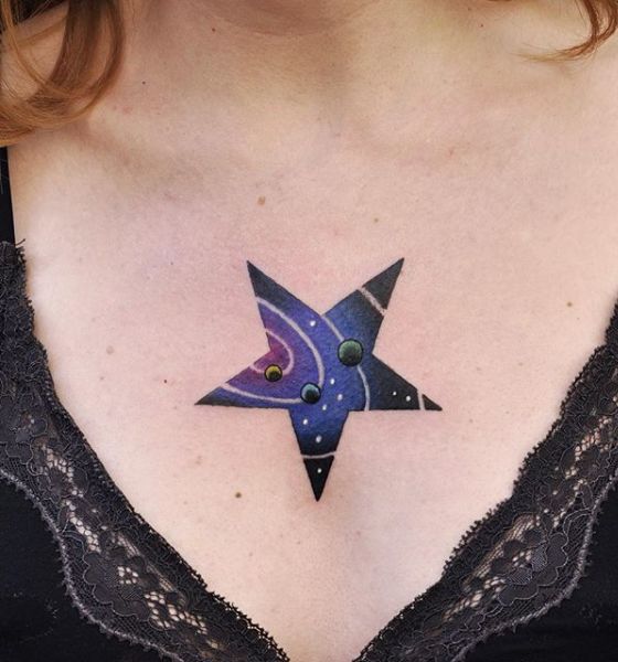 Galaxy Star Tattoo on Chest