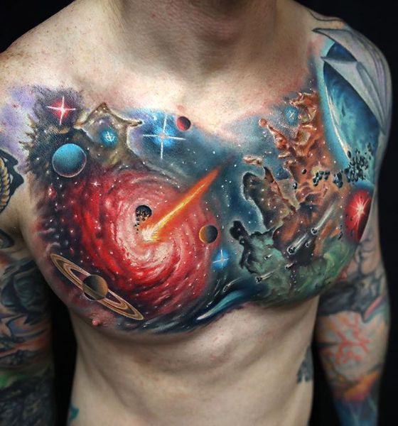 Galaxy Tattoo on the Chest