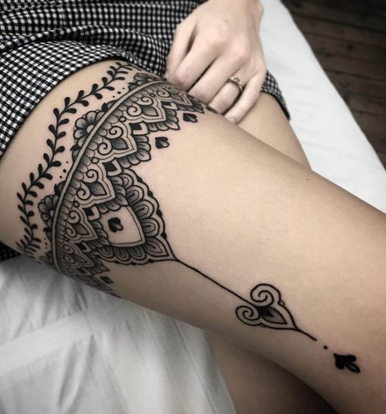 Garter Belt Thigh Tattoo