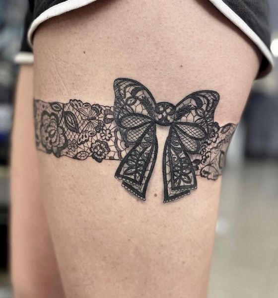 Garter Lace Bow Tattoo