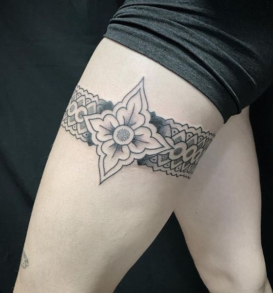 Garter Tattoo Design on Thigh