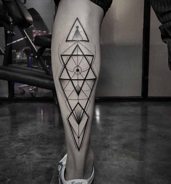 Geometric Calf Tattoo Design