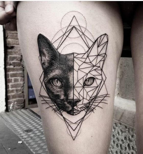 Cat Geometric Tattoo Images