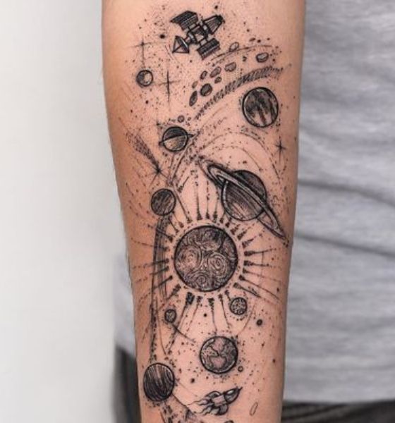 Geometric Galaxy Tattoo