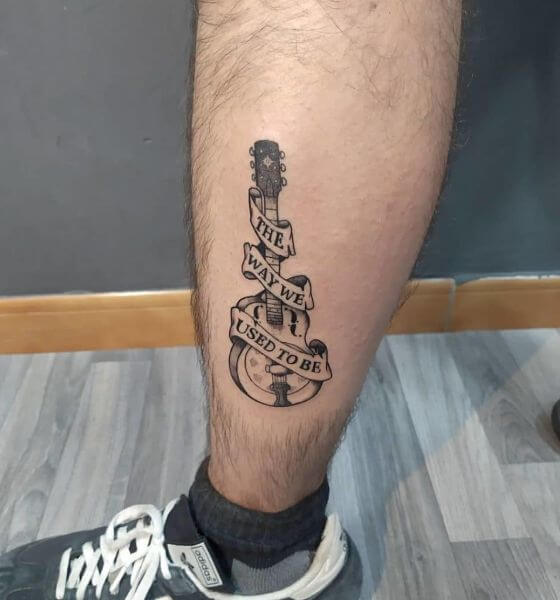 Guitar Tattoo on Leg