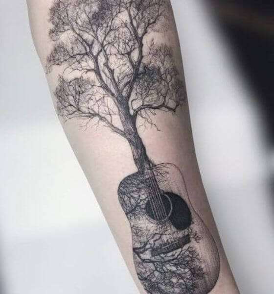 Guitar Tree Tattoo Design