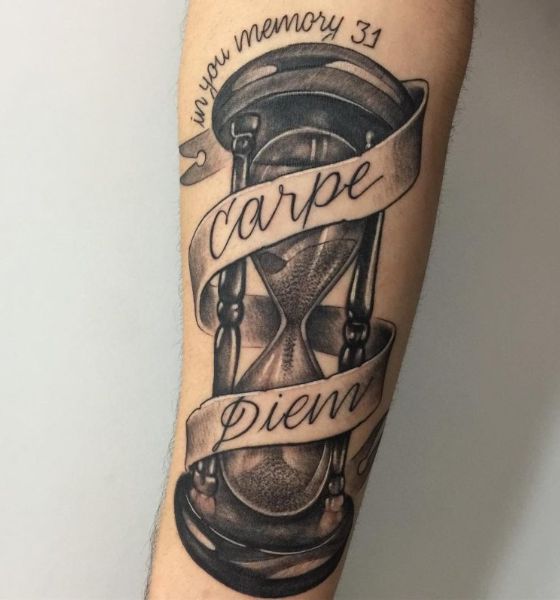 Hourglass and Carpe Diem Tattoo Design