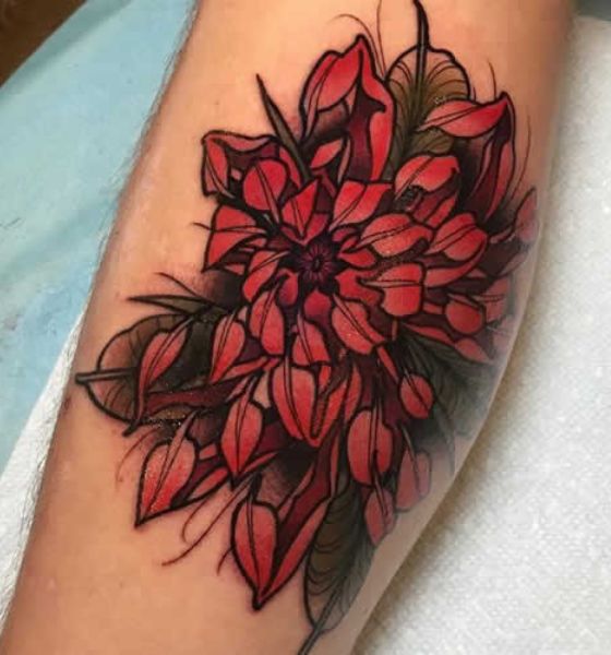 Japanese inspired Chrysanthemum Flower Tattoo
