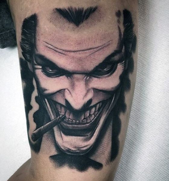 Joker Tattoo having cigar
