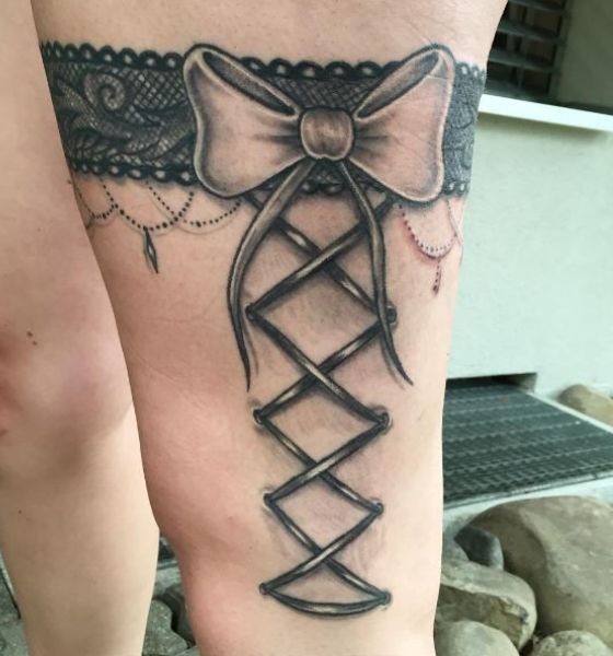 Lacing Garter Tattoo Design