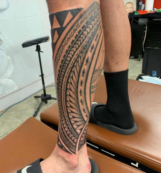 Leg Polynesian Tattoo