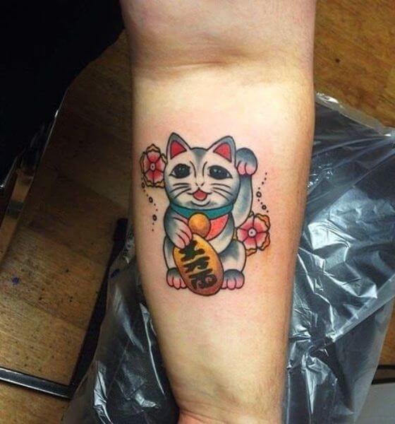 Lucky Cat Tattoo Design