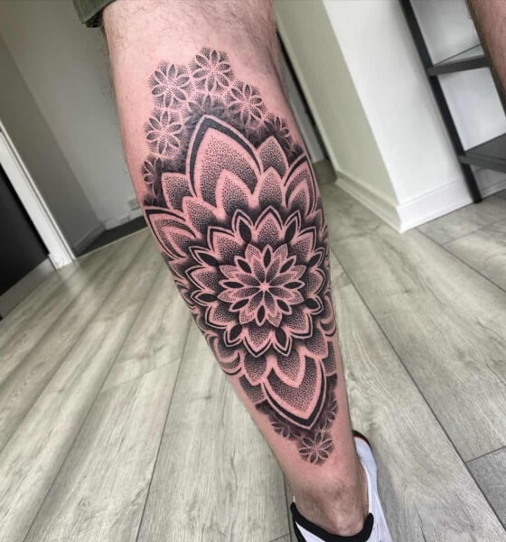 Mandala Calf Tattoo Design