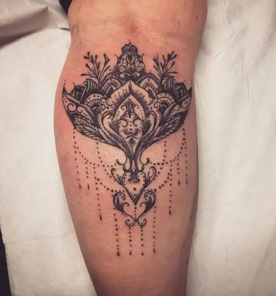 Mandala Tattoo Design on Calf Leg