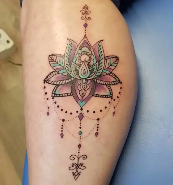 Mandala Tattoo Design on Calf for Women
