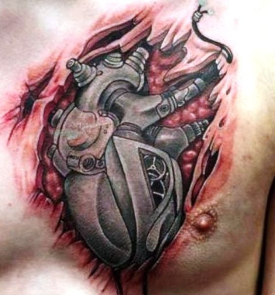 Mechanical Bleeding Heart Tattoo