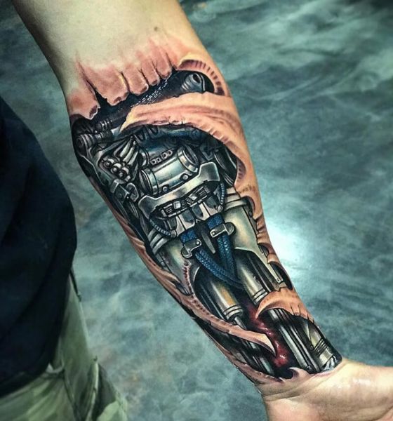 Metal Rods in Forearm Tattoo