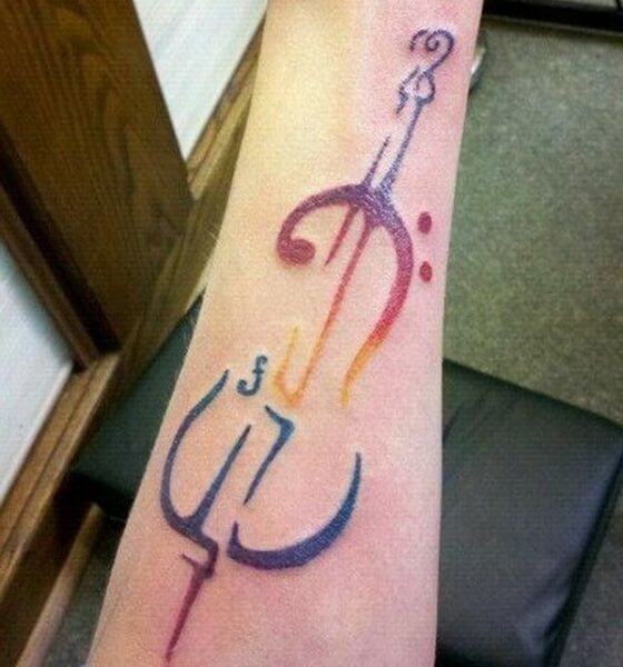 Multicolor Guitar Strings Tattoo