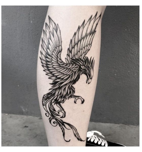 Phoenix Calf Tattoo