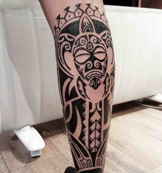 Polynesian Tattoo Design on Calf