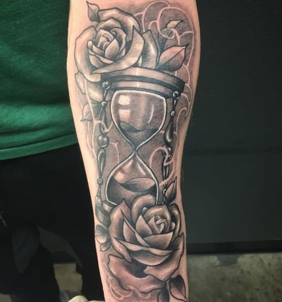 Rose with Hourglass Tattoo