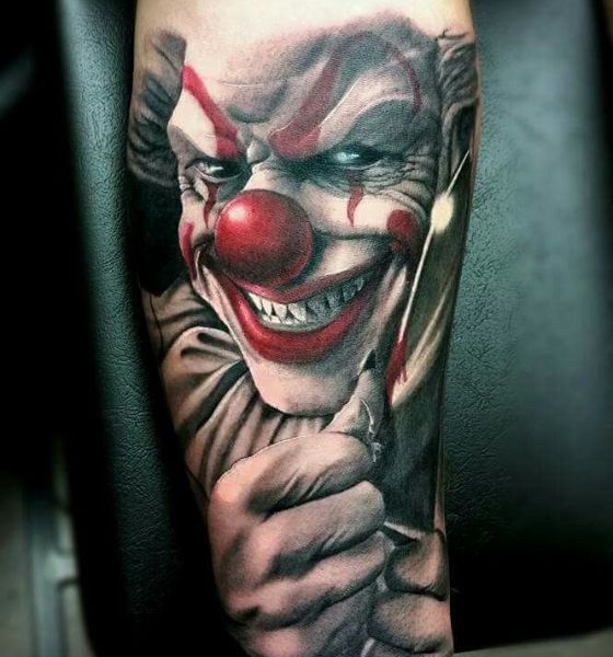 Scary Joker Face Tattoo