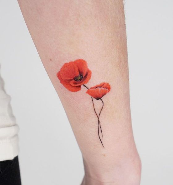 Simple Red Poppy Tattoo Design