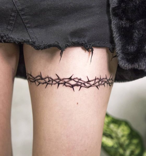 Barbed wire above knee  rsticknpokes