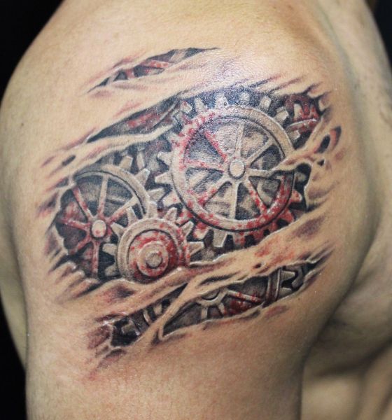 Wheels Pierced Skin Tattoo