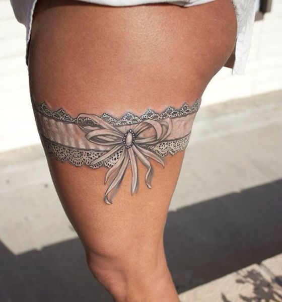 White Colored Garter Tattoo Design