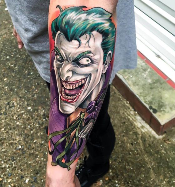Laughing Joker Face Tattoo