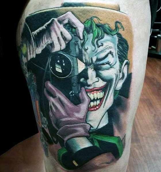 jocker having camera tattoo design