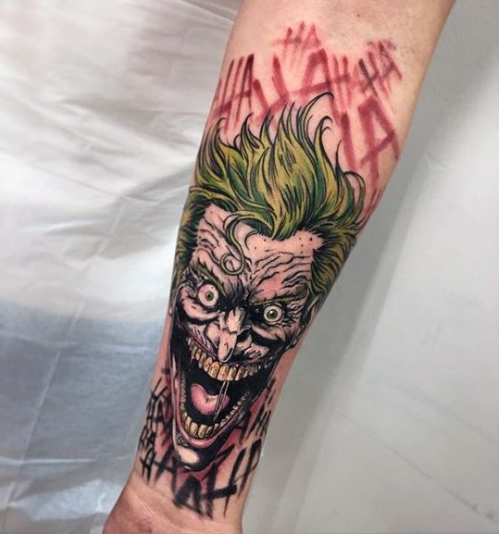 scary jocker tattoo on hand